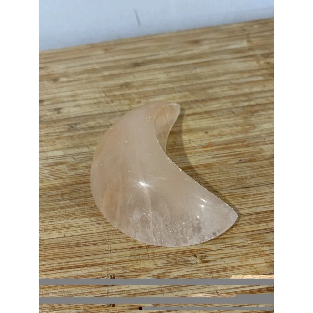 Pink Calcite Crescent Moon Bowl 4 inches For Healing & Cleansing Crystals Or ??